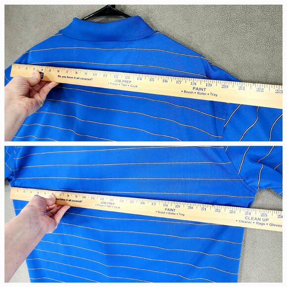 Duke Golf Club Polo Shirt XL Men Stripe Blue White 48x31 Bamboo Poly Breathable - Picture 4 of 11